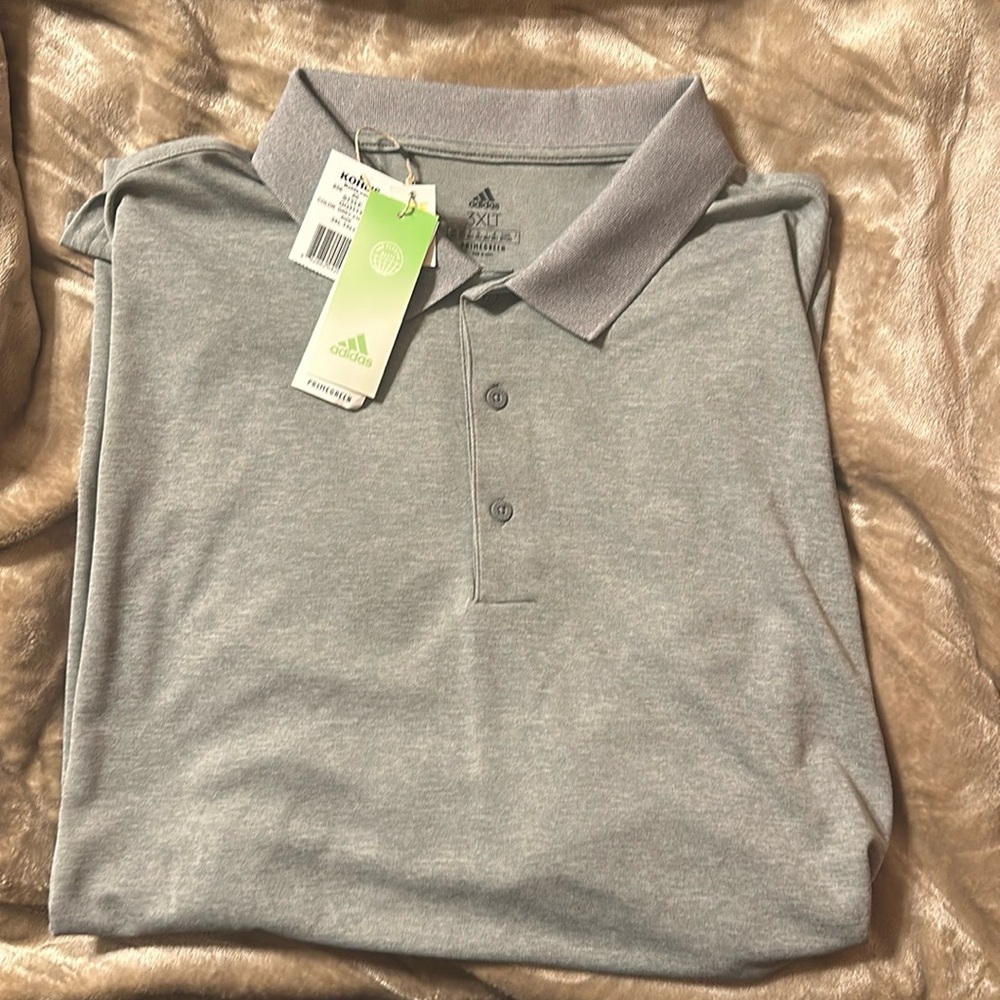 NWT Adidas men’s polo shirt 3X Tall grey color